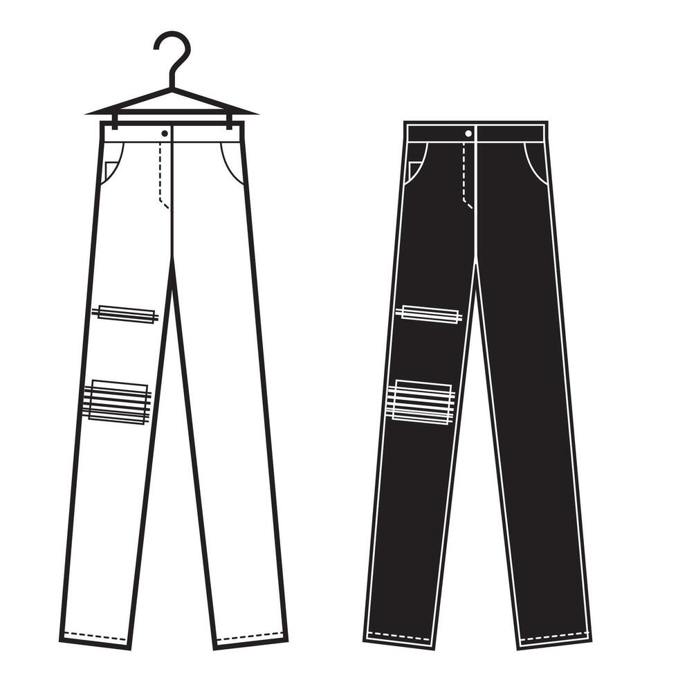 Jeans icon. Black filled vector