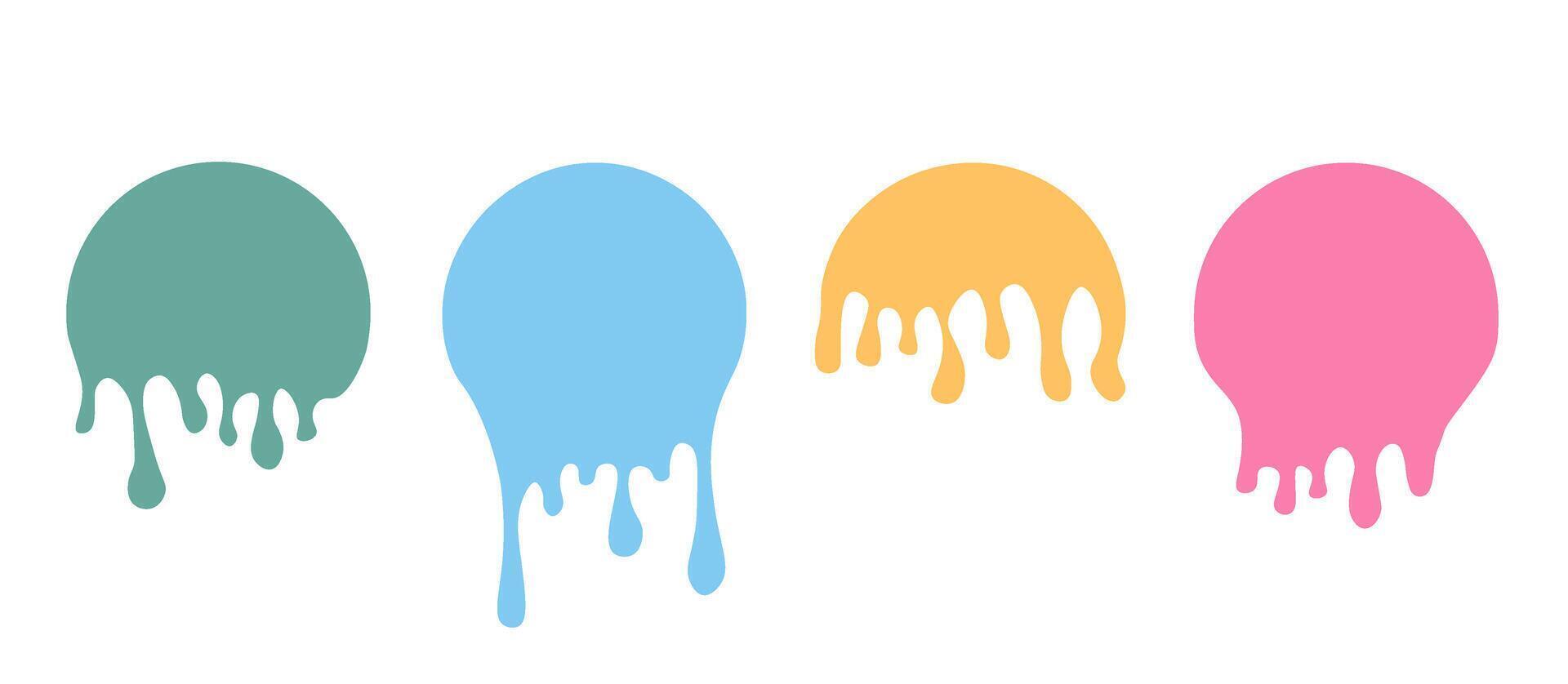 Set of drip labels. Paint drip stickers. vector