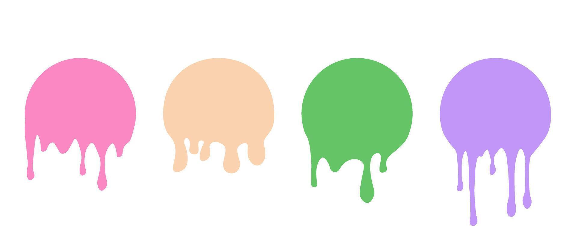 Set of drip labels. Paint drip stickers. vector
