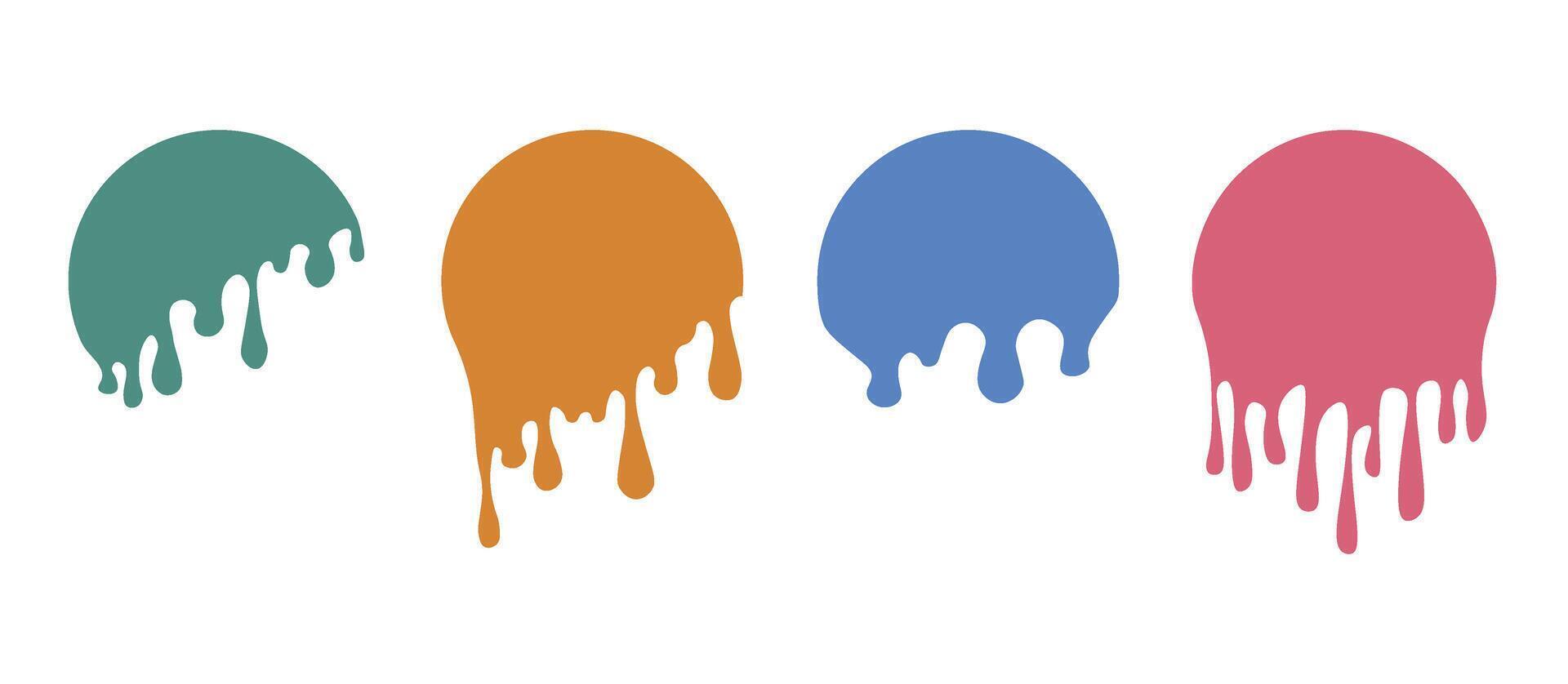 Set of drip labels. Paint drip stickers. vector