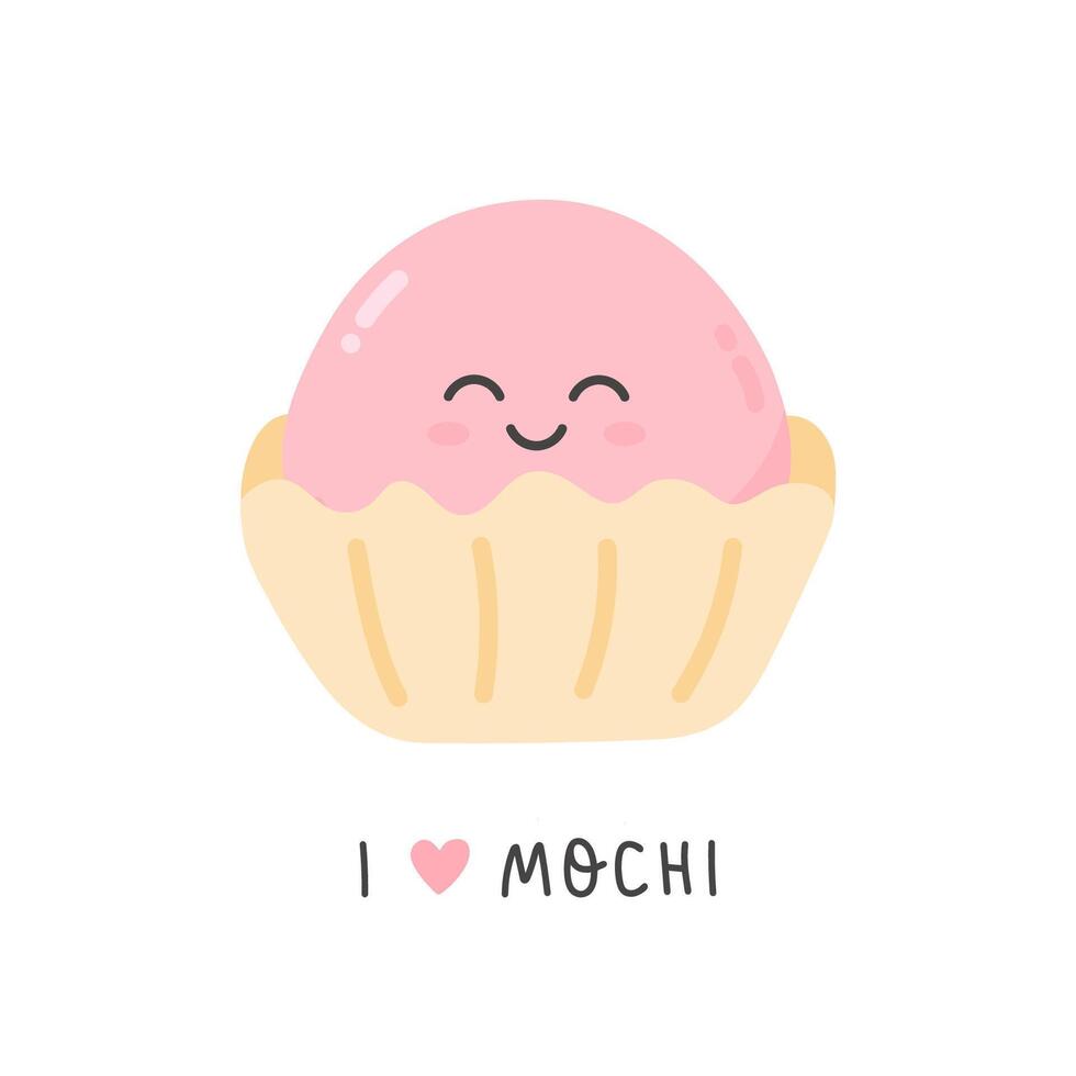 Cute mochi character with kawaii face vector