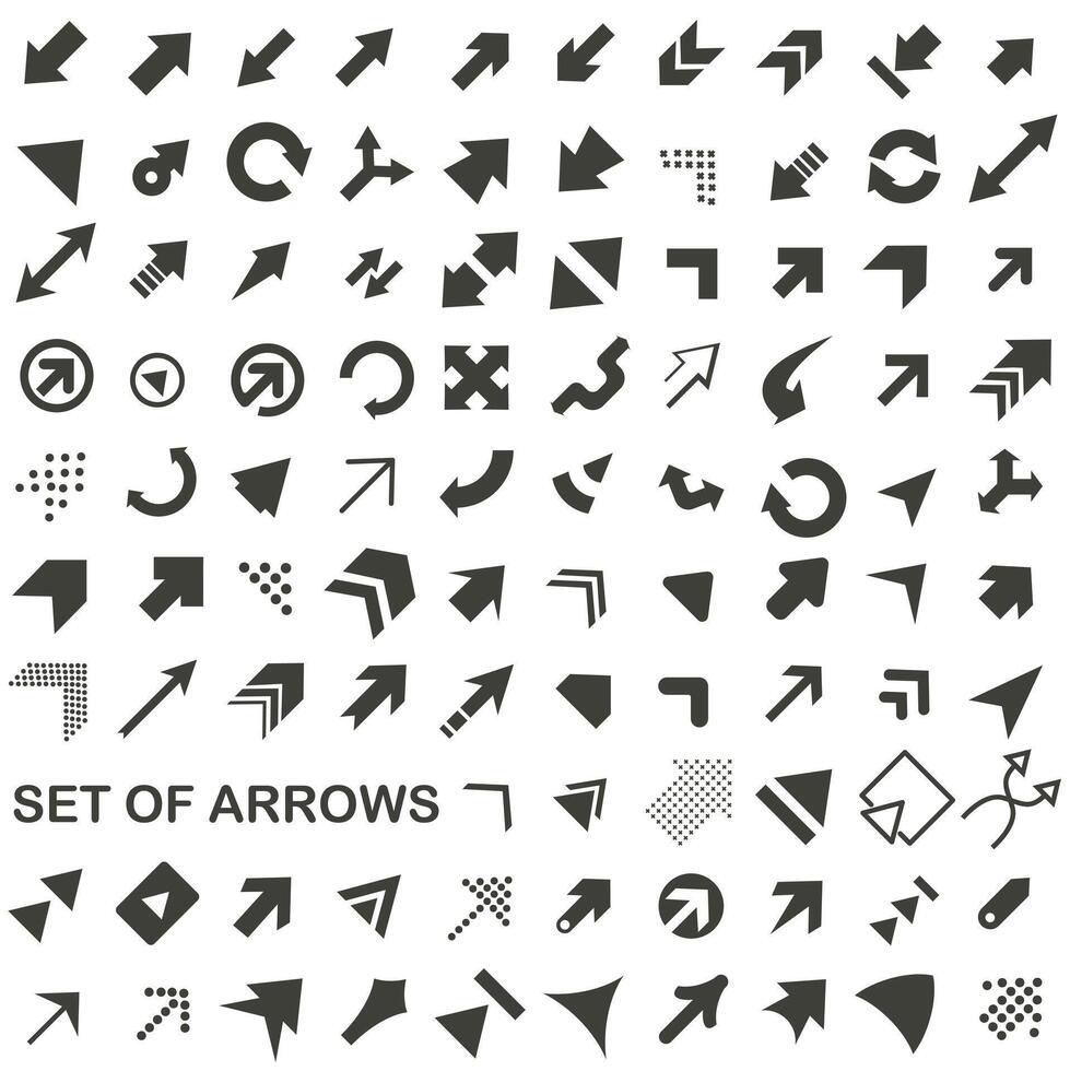 Arrows for templates and backgrounds. Collection of arrows. vector