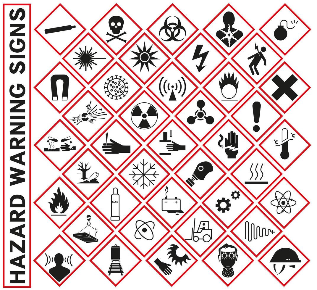 Signs of health and environmental hazards. A sign of physical danger. vector
