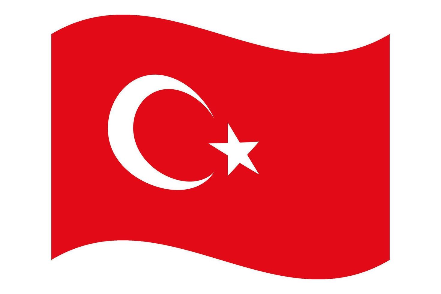 Wavy Flag of Turkey, isolated on clear background. Turkish flag with star and crescent vector