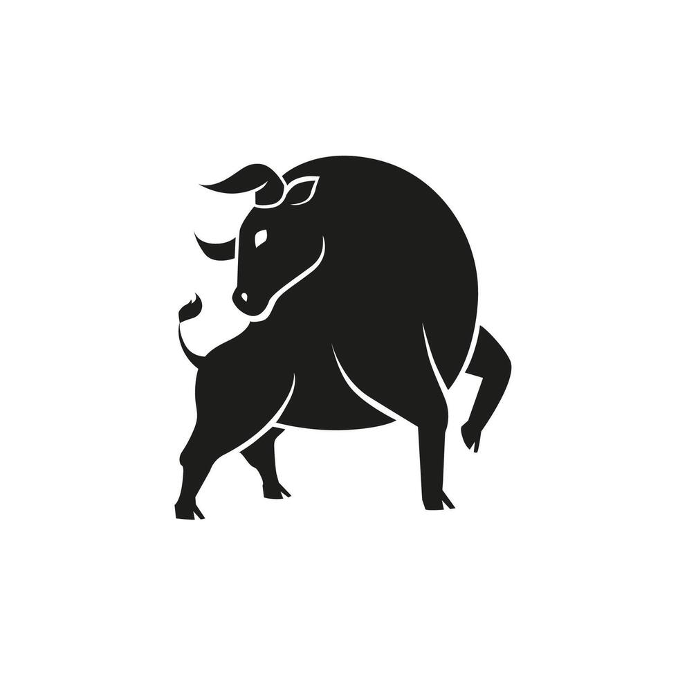 Stylized black bull silhouette. Isolated Ox symbol on white background. Taurus zodiac sign simple icon vector