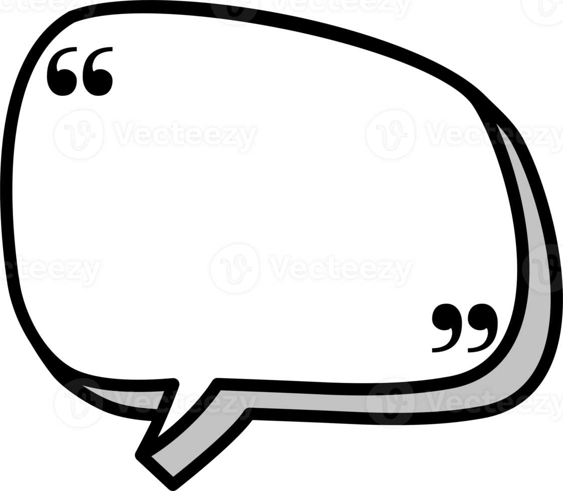 3d black and white color speech bubble balloon with quotation marks, icon sticker memo keyword planner text box banner png
