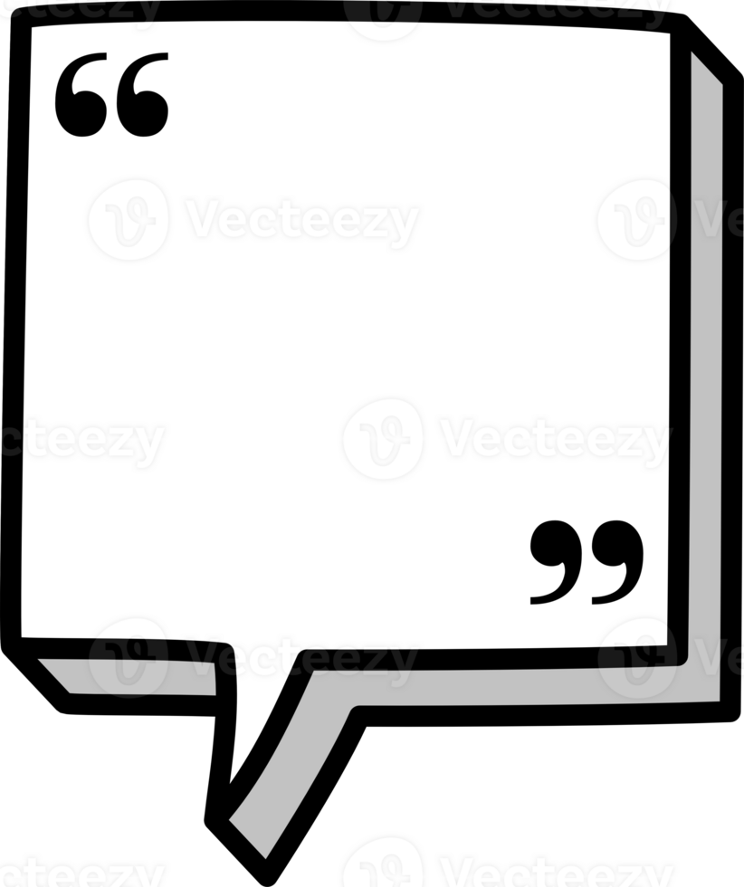 3d black and white color speech bubble balloon with quotation marks, icon sticker memo keyword planner text box banner png
