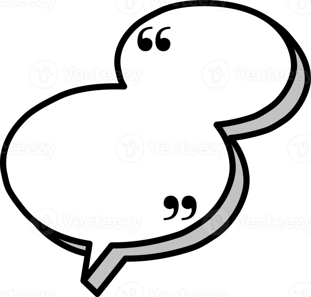 3d black and white color speech bubble balloon with quotation marks, icon sticker memo keyword planner text box banner png