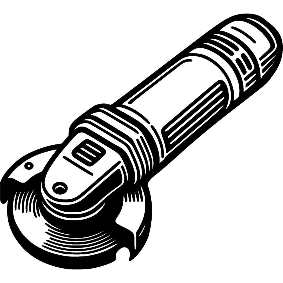 Hand sander in monochrome. Electric construction tool. Simple minimalistic in black ink drawing on white background vector