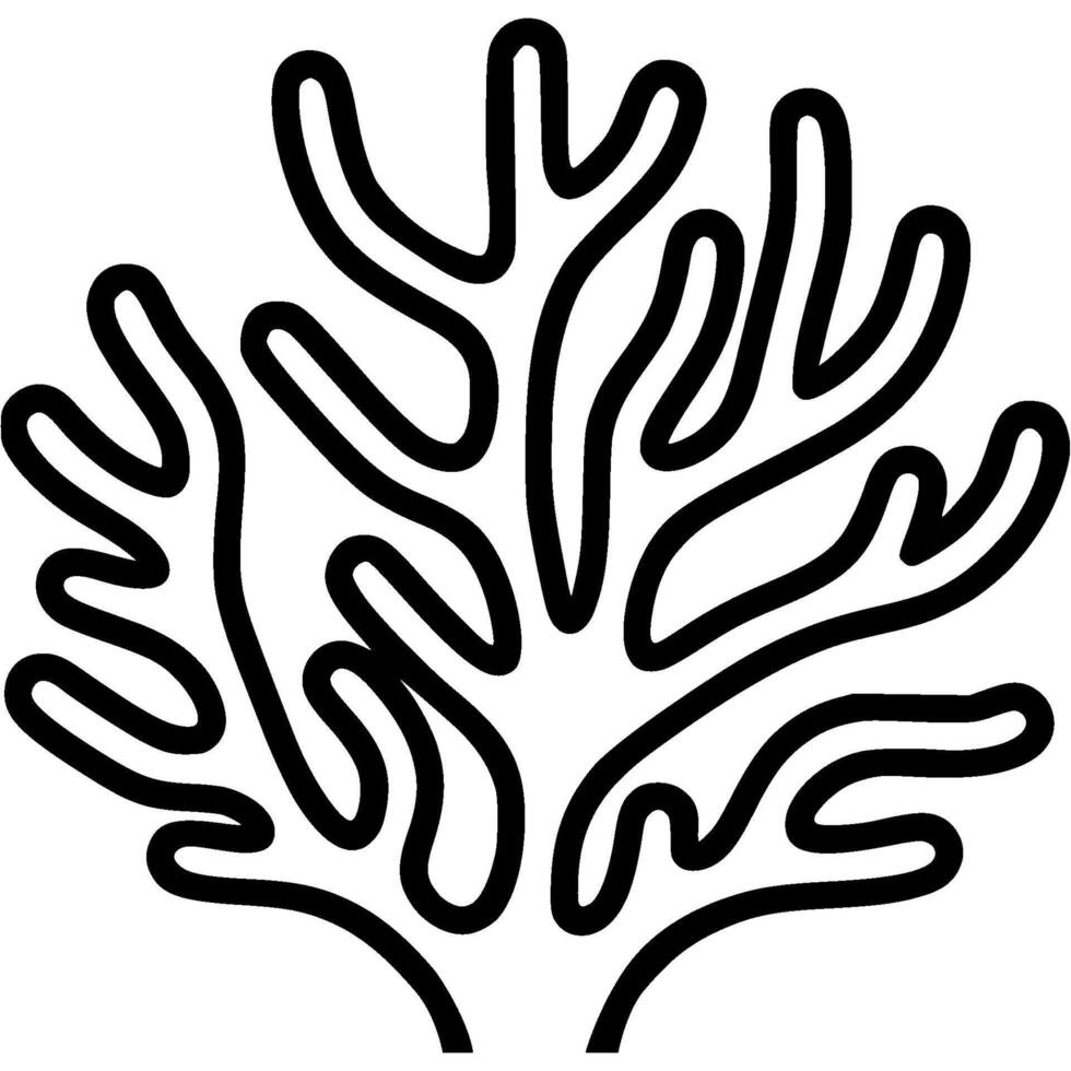 Branched sea coral doodle icon. Deep sea algae plant. Simple minimalistic symbol in black on white background vector