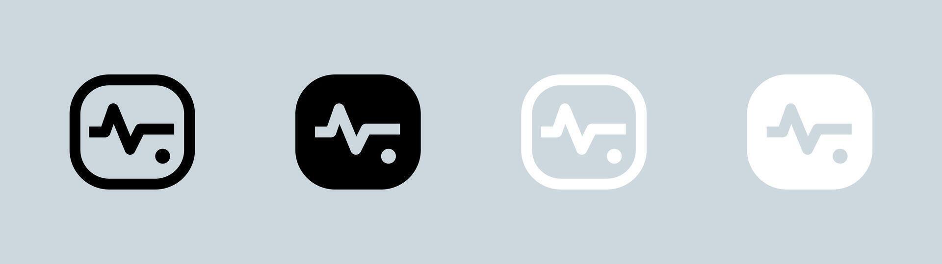 Heart beat icon set in black and white. Health signs illustration. vector
