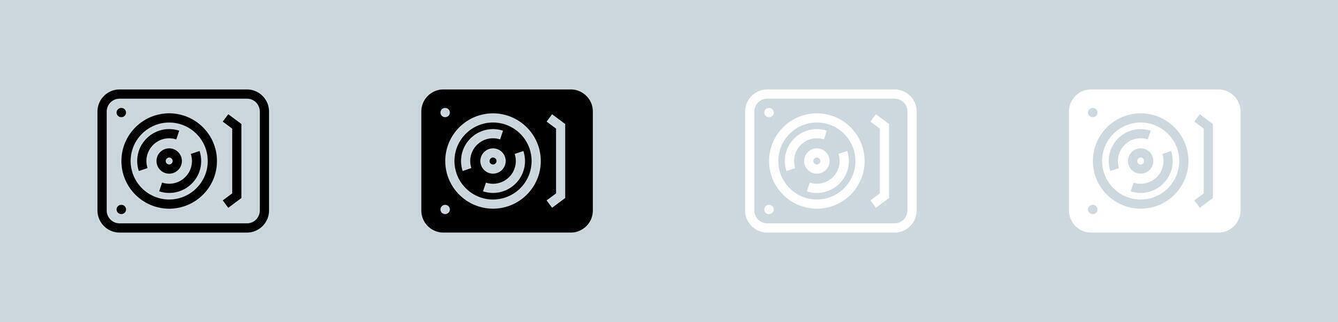Turntable icon set in black and white. Dj signs illustration. vector