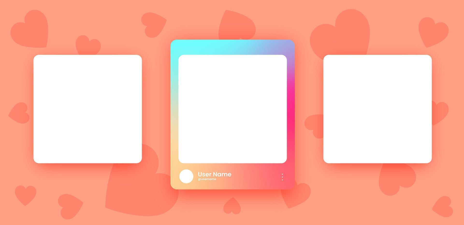 Social media frame collection template. Colorful social media interface. vector