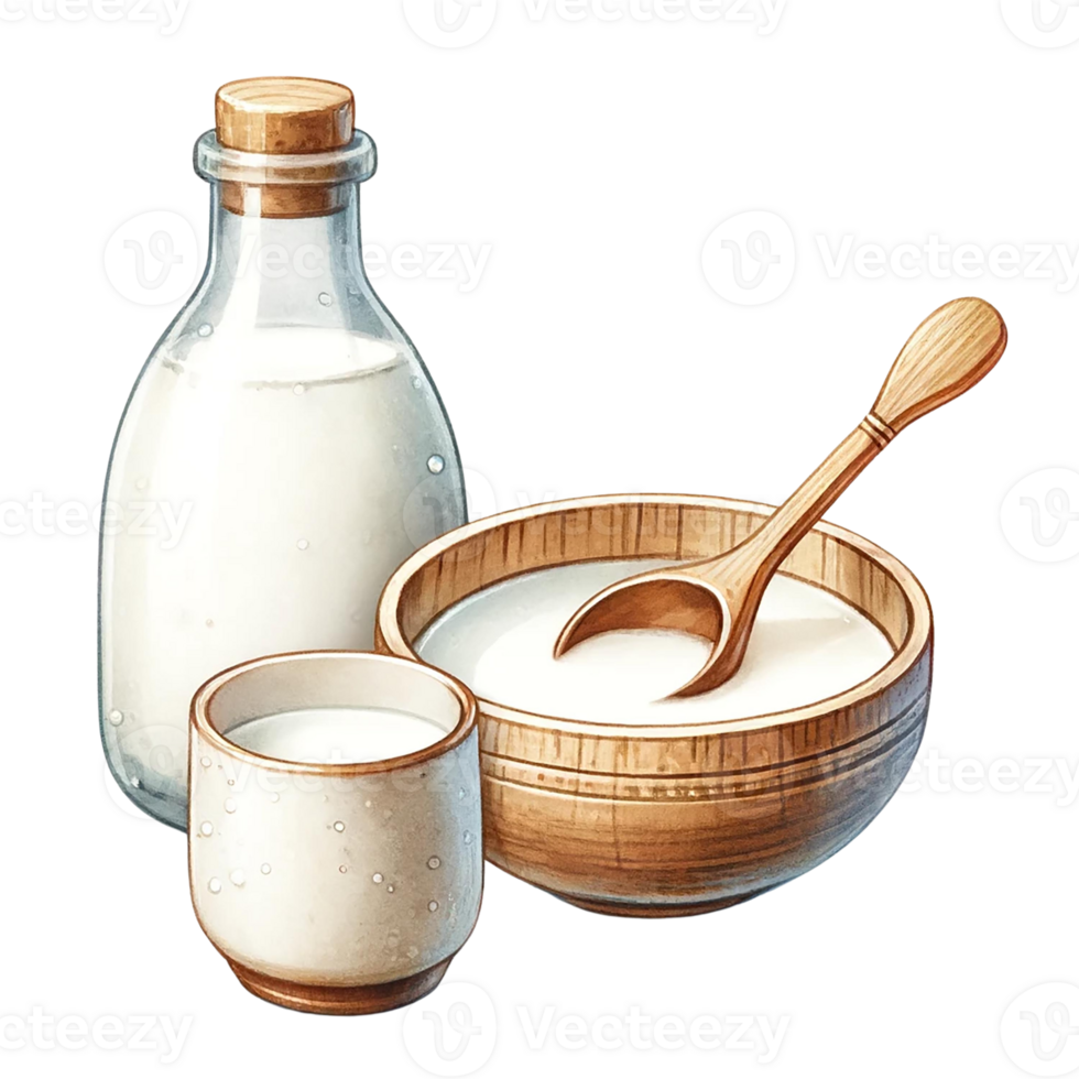 Watercolor illustration of rice wine png