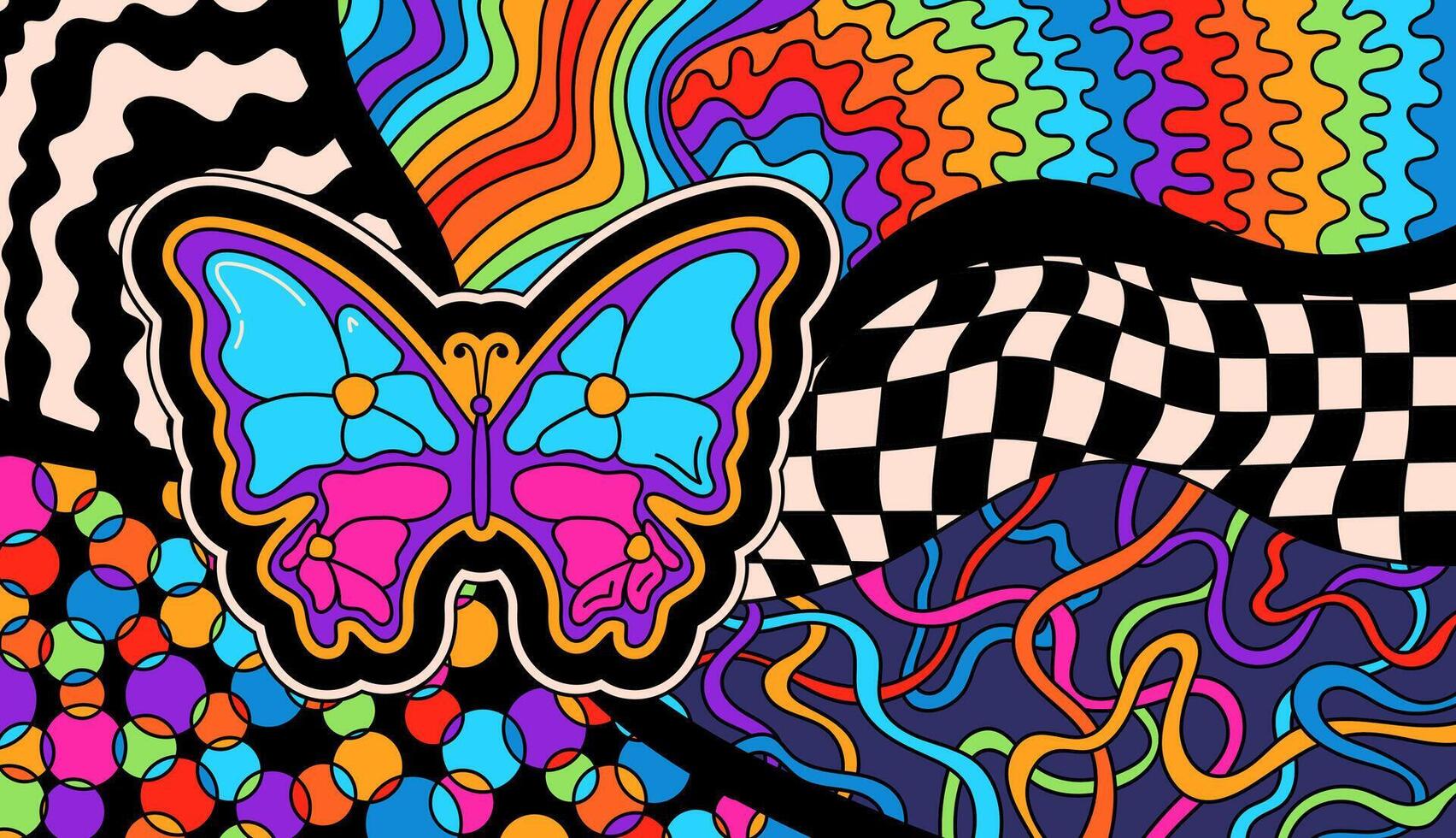 Abstract hippie decor. vector