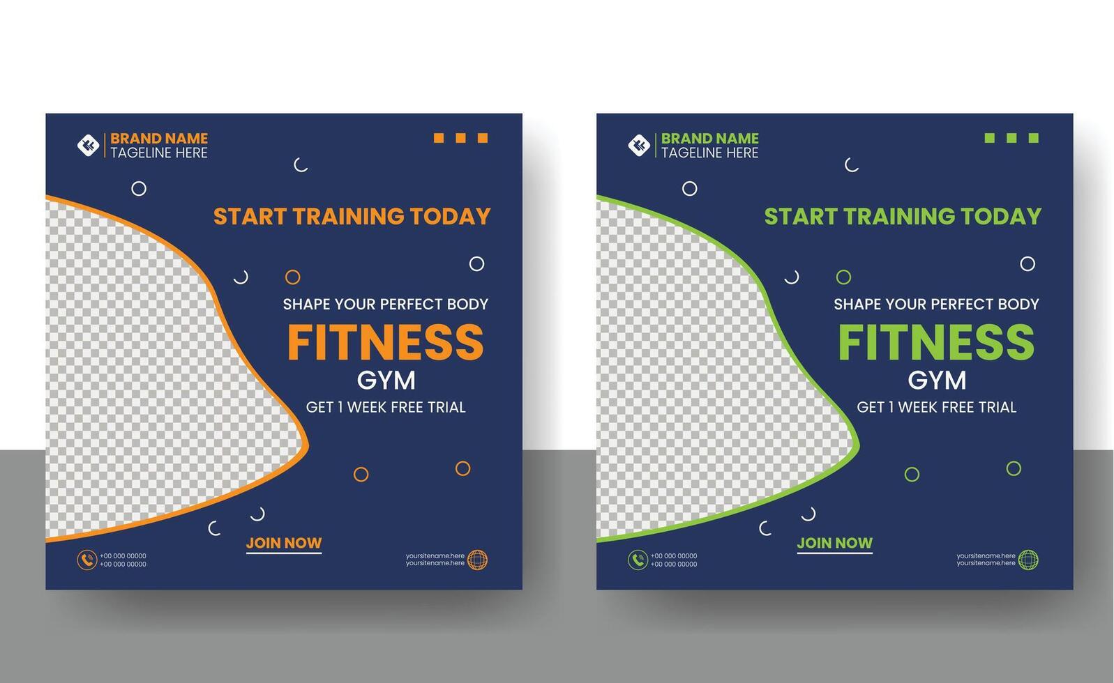 Social media post template design for Gym, Fitness, Workout, and Sports. Editable modern abstract banner with place for the photo. Usable for social media, banner , and website. vector