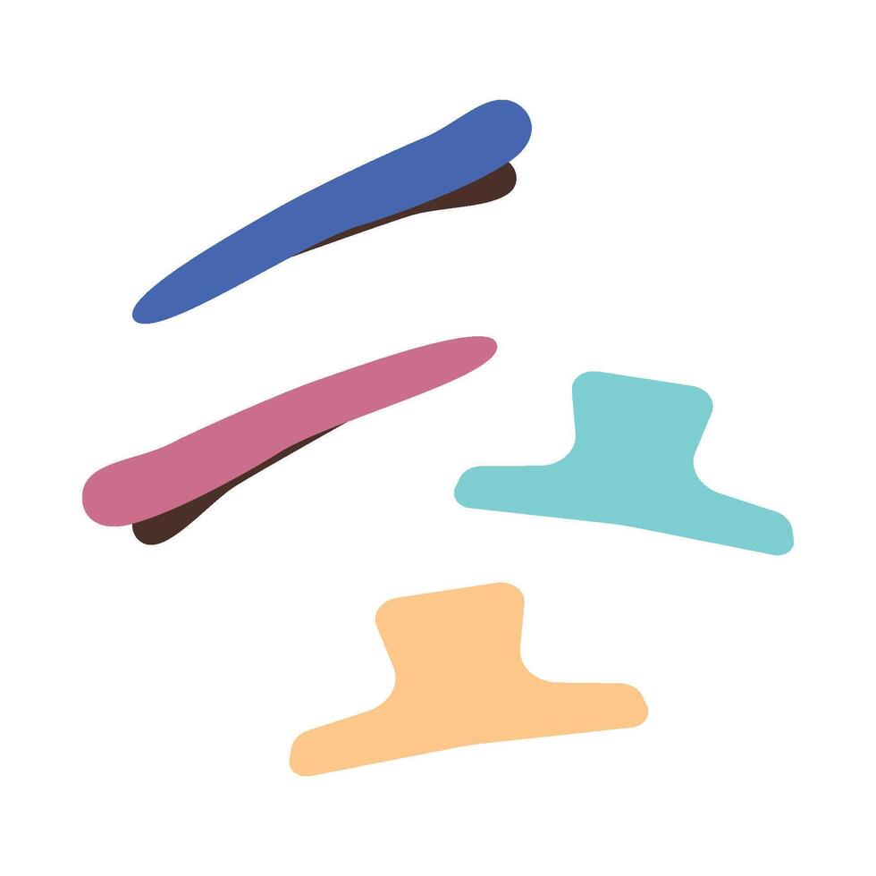 Hairdressing clip, hairpin set. Isolated illustration in clip art style vector