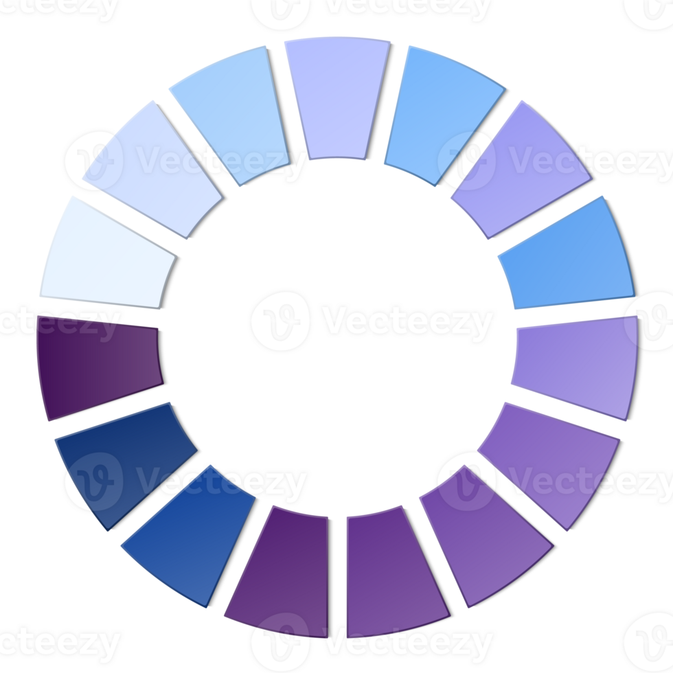 Blue tone circle infographic with 15 steps, process or options. Presentation slide template. png
