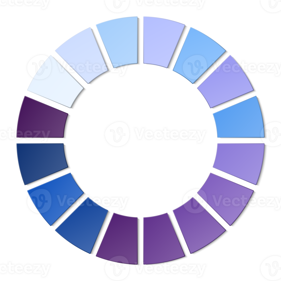 Blue tone circle infographic with 16 steps, process or options. Presentation slide template. png