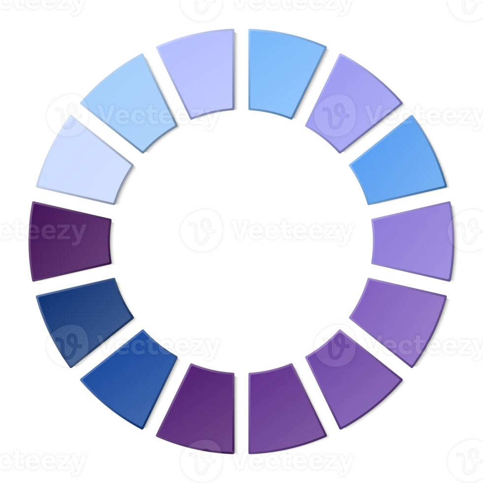 Blue tone circle infographic with 14 steps, process or options. Presentation slide template. png