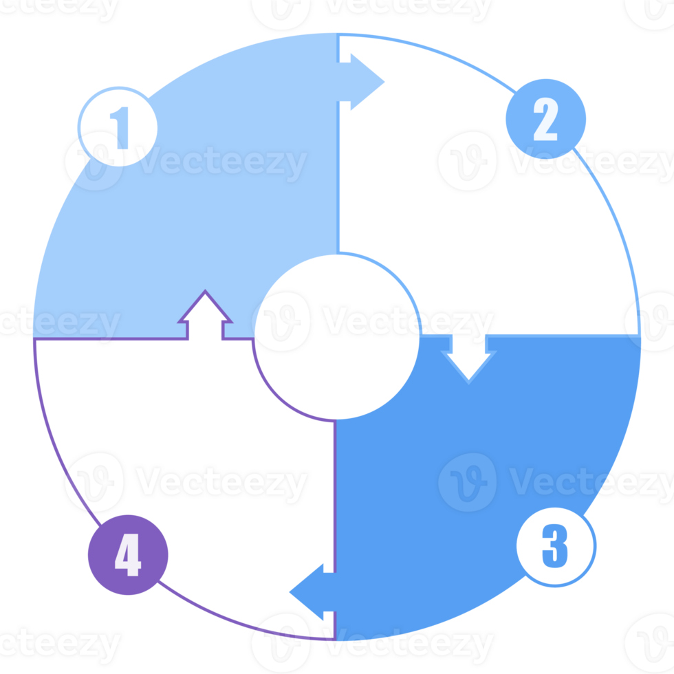 Blue tone circle infographic with 4 steps, process or options. Presentation slide template. png