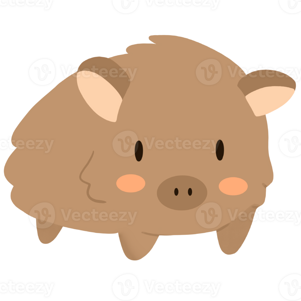 a cute little boar with a big nose and big eyes png