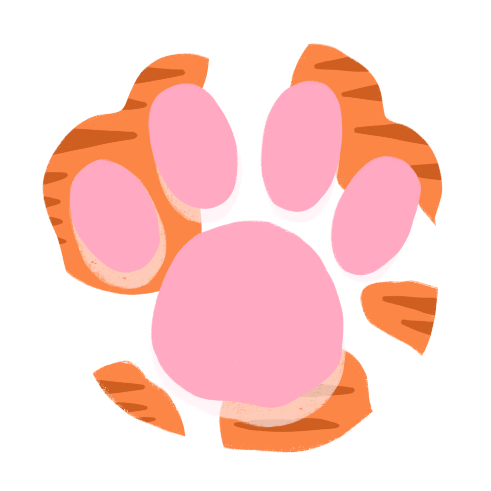 Cat Paw Cartoon illustration Orange Cat Paw Cow Cat Paw Tiger Cat Paw Tabby Cat Paw png