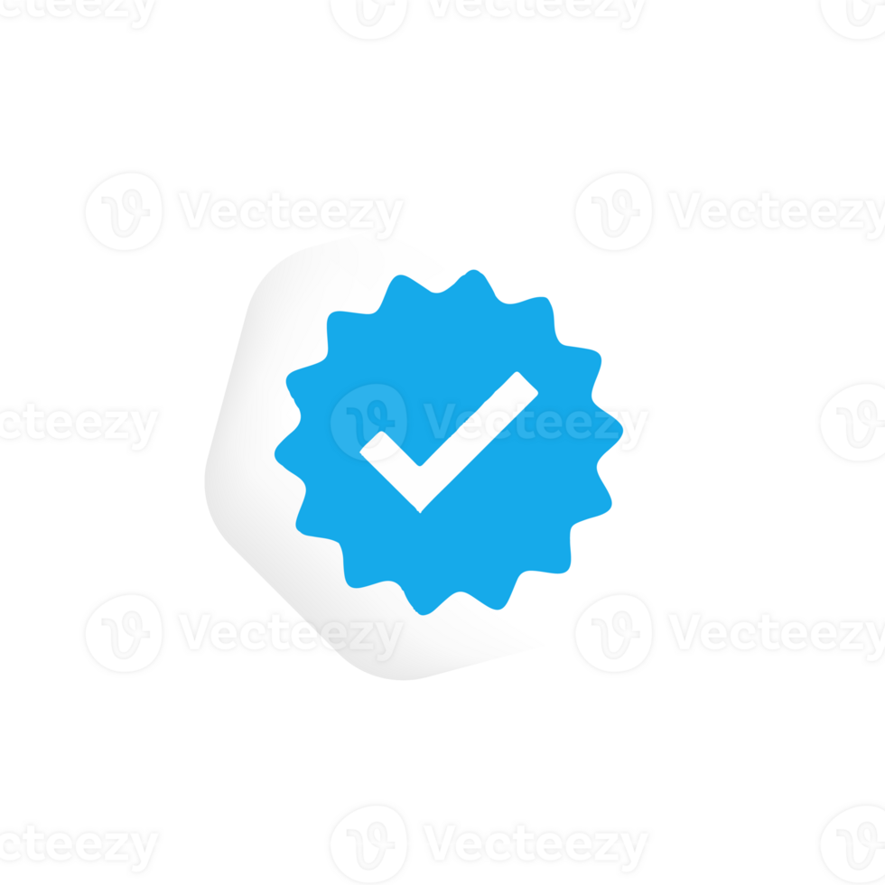 Verification icon symbol. Social media account verification icon. Blue check mark png