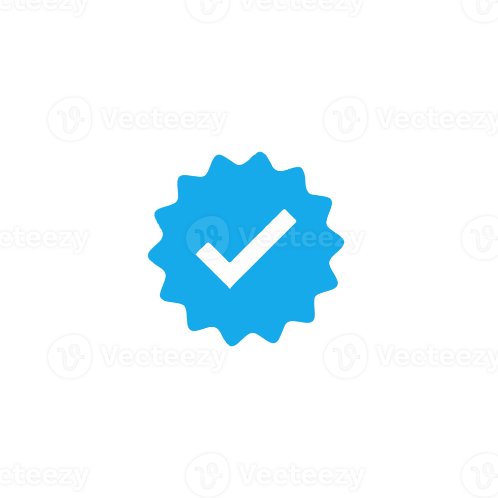 Verification icon symbol. Social media account verification icon. Blue check mark png
