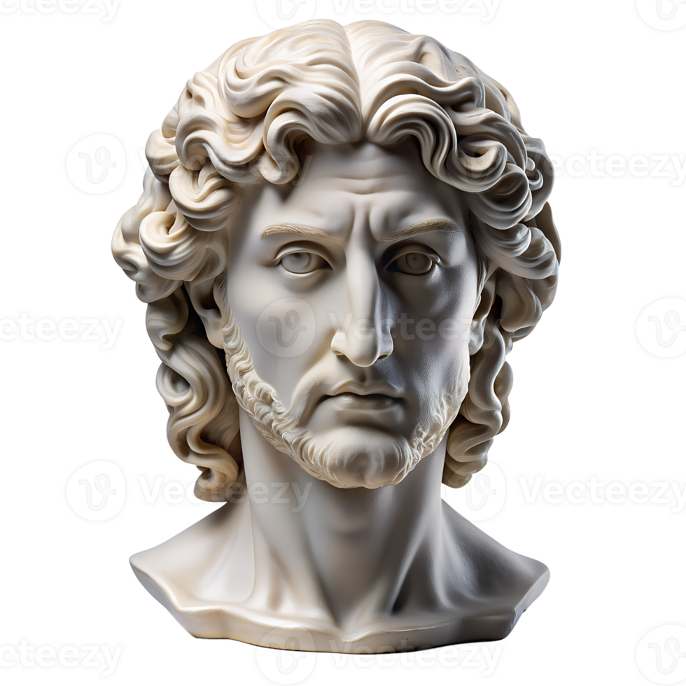Plaster Statue of Jesus Christ Head, Isolated Ancient Greek Hero Sculpture png