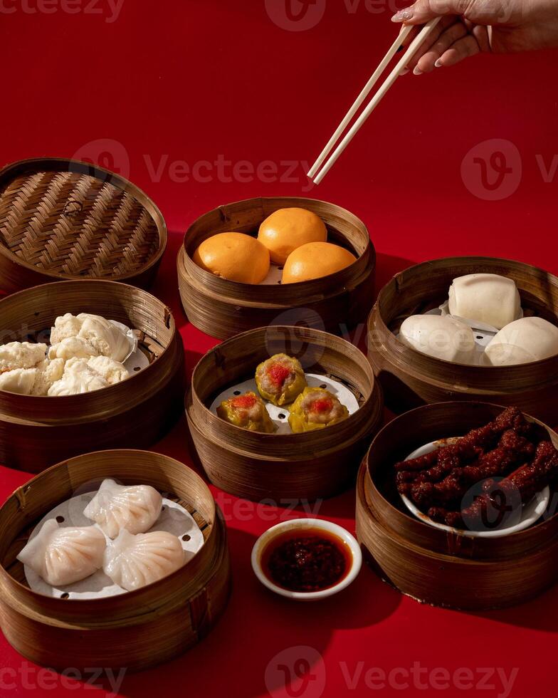 Dimsum is a snack originating from China. This food is usually eaten as breakfast or an afternoon snack photo