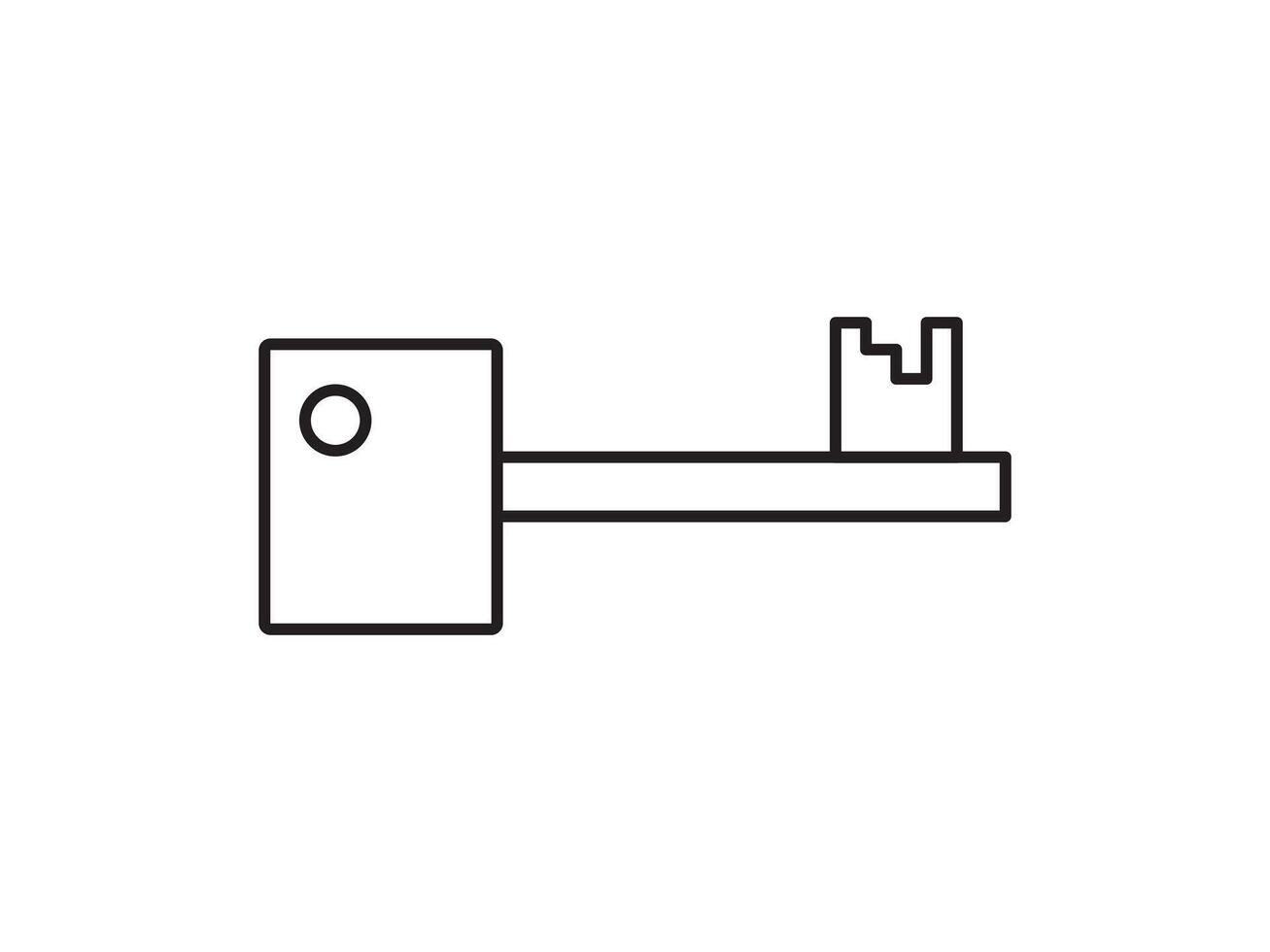 Key icon for house representation, isolated against a white background. This simple symbol evokes a sense of warmth and security, embodying the concept of home. vector