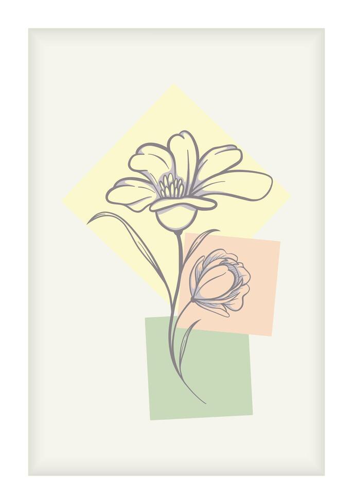 Hand Drawn Flower Background With Pastel Colored Abstract Background vector