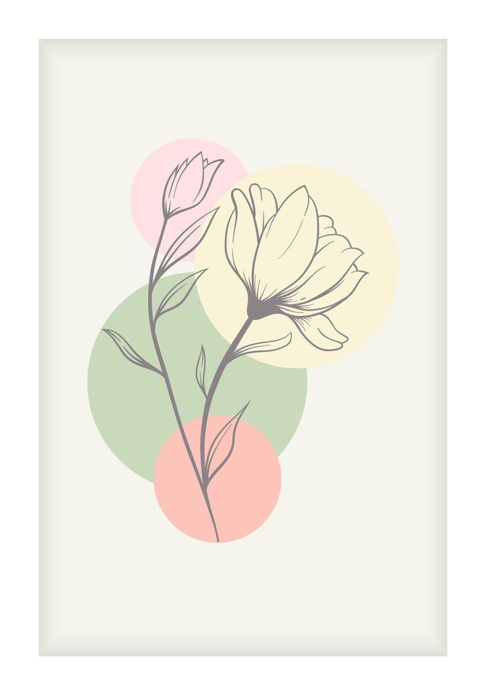Hand Drawn Flower Background With Pastel Colored Abstract Background vector