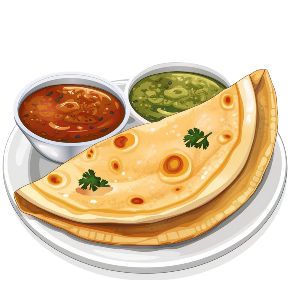Indian food on transparent background. png