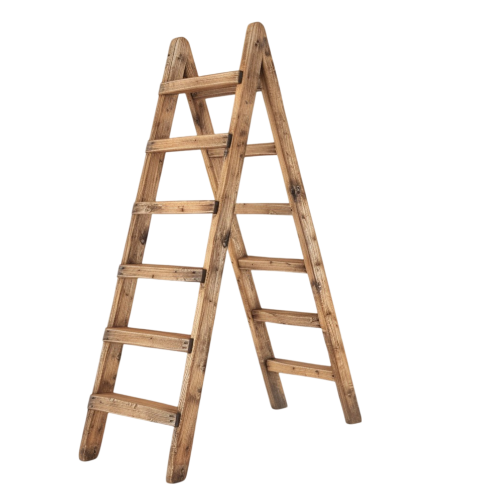 Genereted AI Wooden Ladder Graphic Element on transparent background. png