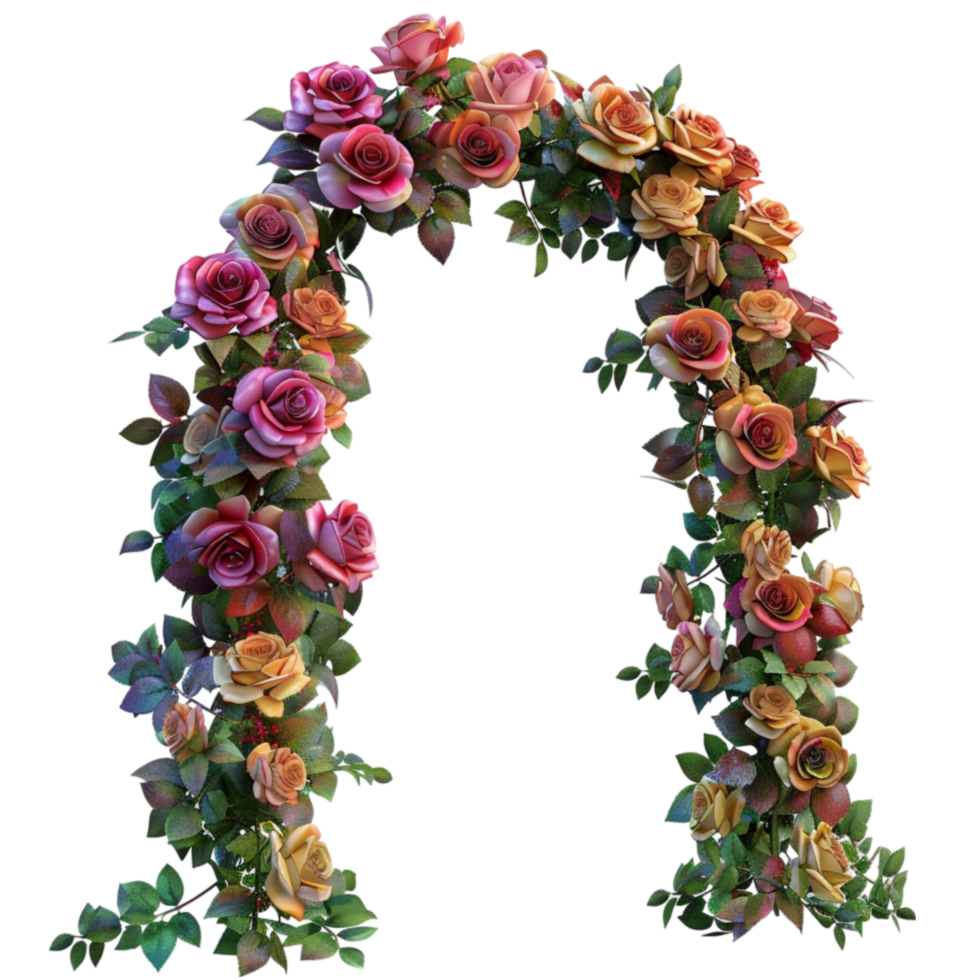 A rose arch made of flowers on a transparent background. png
