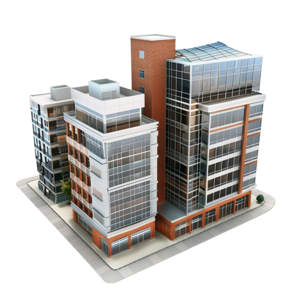 3d model of a building with a large window on transparent background. png