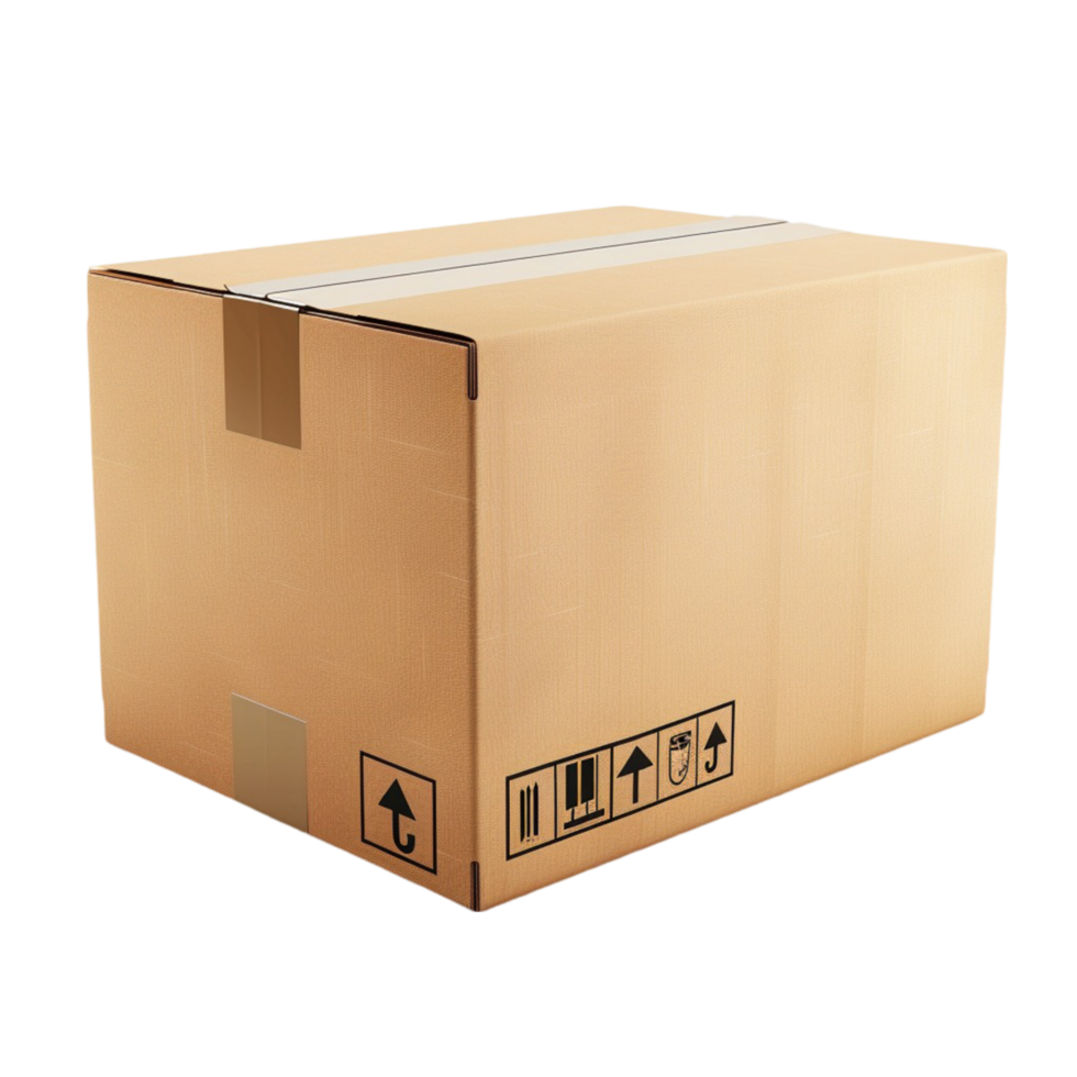 A cardboard box on a transparent background. png