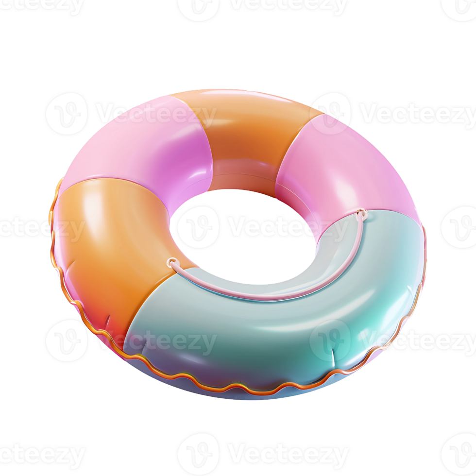 A 3D rendering of a colorful inflatable ring float with a glossy finish, perfect for summer fun png