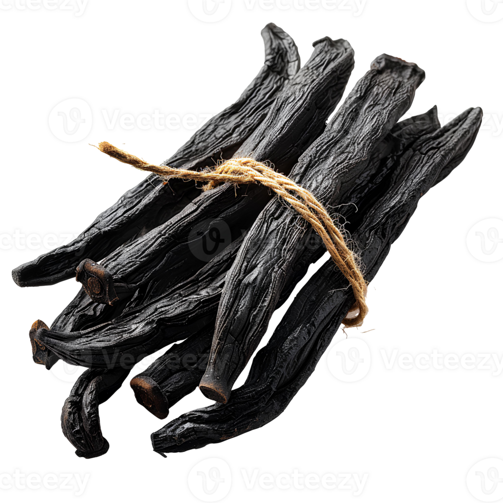 Vanilla spice . Vanilla spice stick top view . Vanilla flat lay . Vanilla spice as food flavouring isolated png