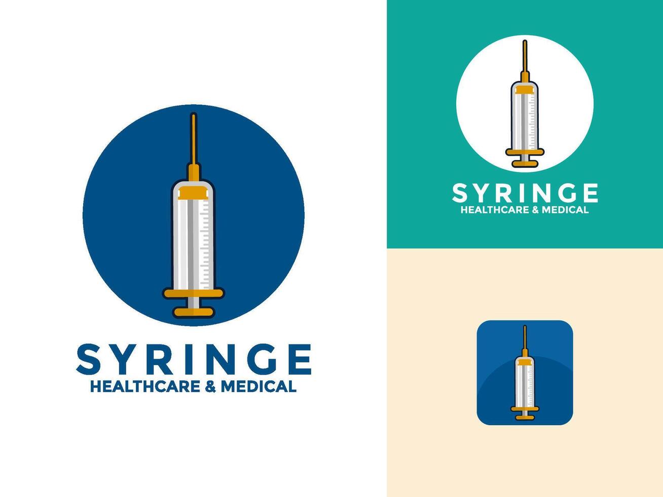 Syringe logo icon set design template, injection icon vector