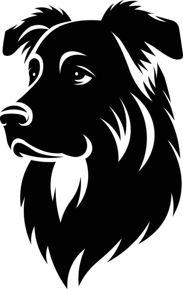 a black and white silhouette of a dog's head vector