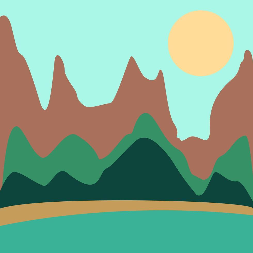 Mountains scene abstract background landscape in pastel. Creative minimal design illustration for typography greeting card event flyer poster story banner invitation social media ad magazine party vector