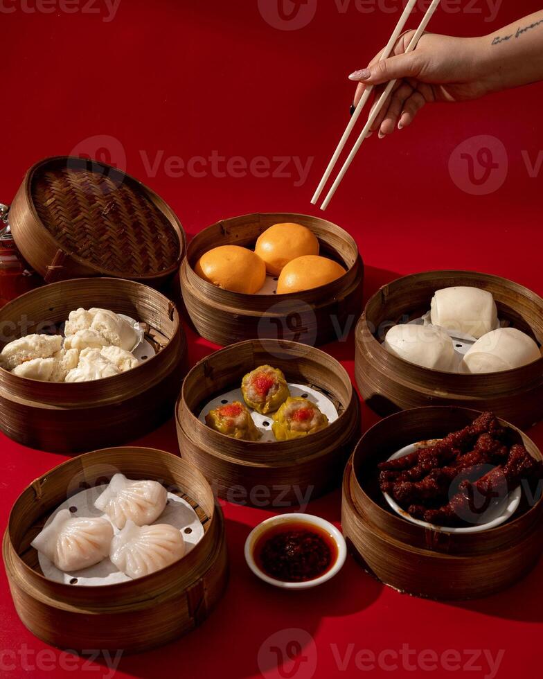 Dimsum is a snack originating from China. This food is usually eaten as breakfast or an afternoon snack photo