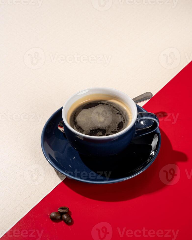 Long black coffee is made with an espresso machine and comes without grounds. photo