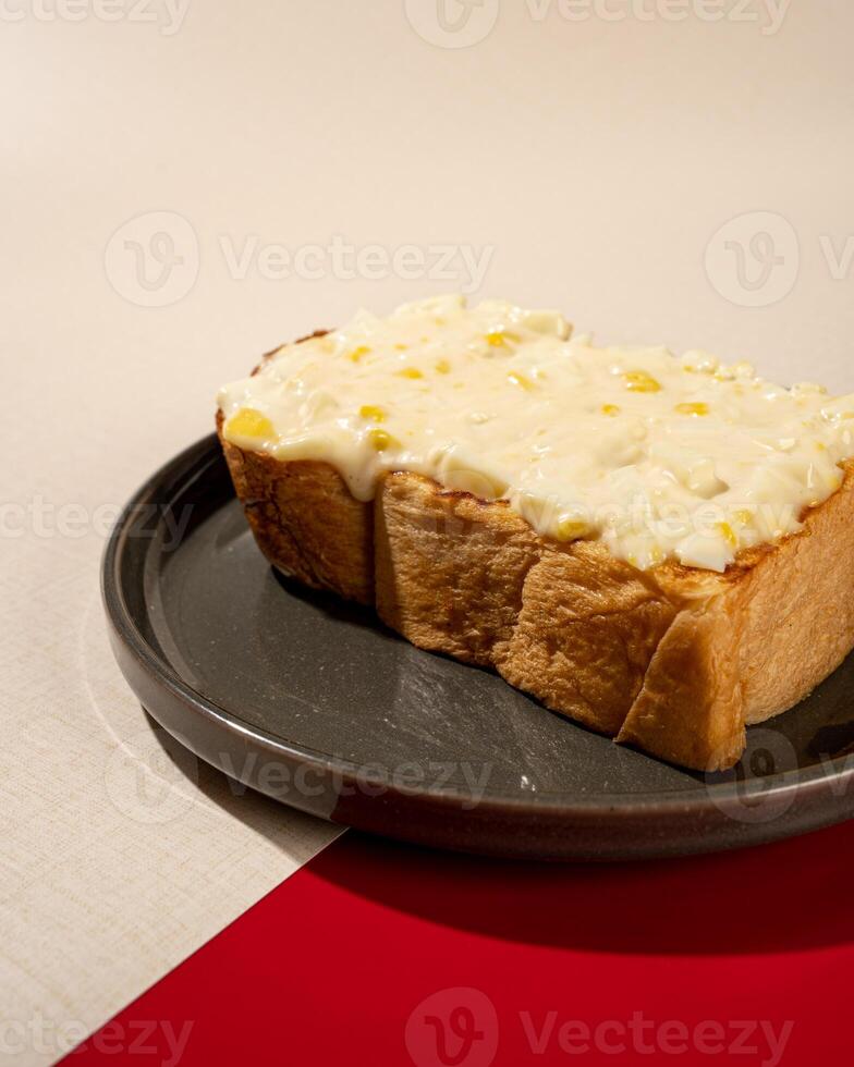 Roti burn is a typical grilled Indonesian sandwich, consisting of two slices of bread and stuffed with egg and mayo photo