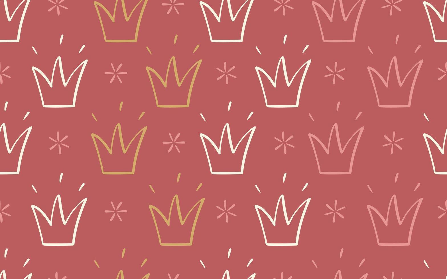 Geometric abstract seamless pattern. Line shining crowns with sparks repeated ornament. Royal symbol. design for textile, fabric, background, backdrop, wrapping paper, packaging. vector