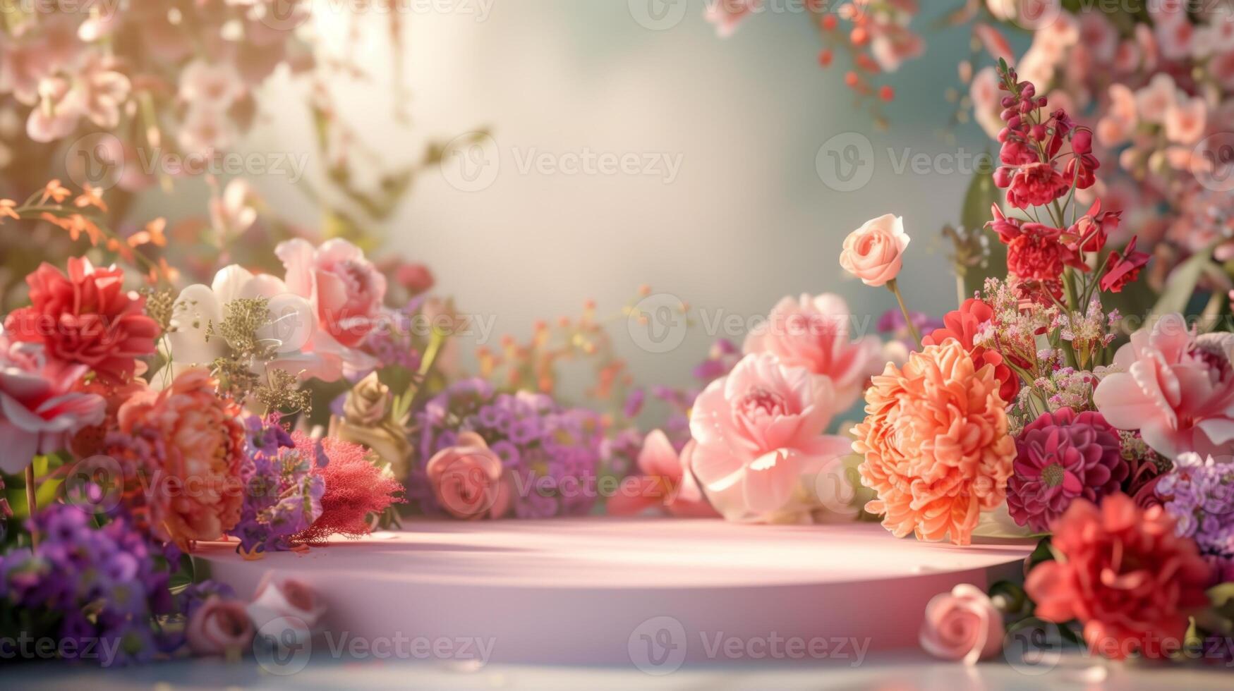 Beautiful floral arrangement with soft glowing light, perfect for backgrounds, nature themes, or romantic settings. Spring and summer flowers. photo