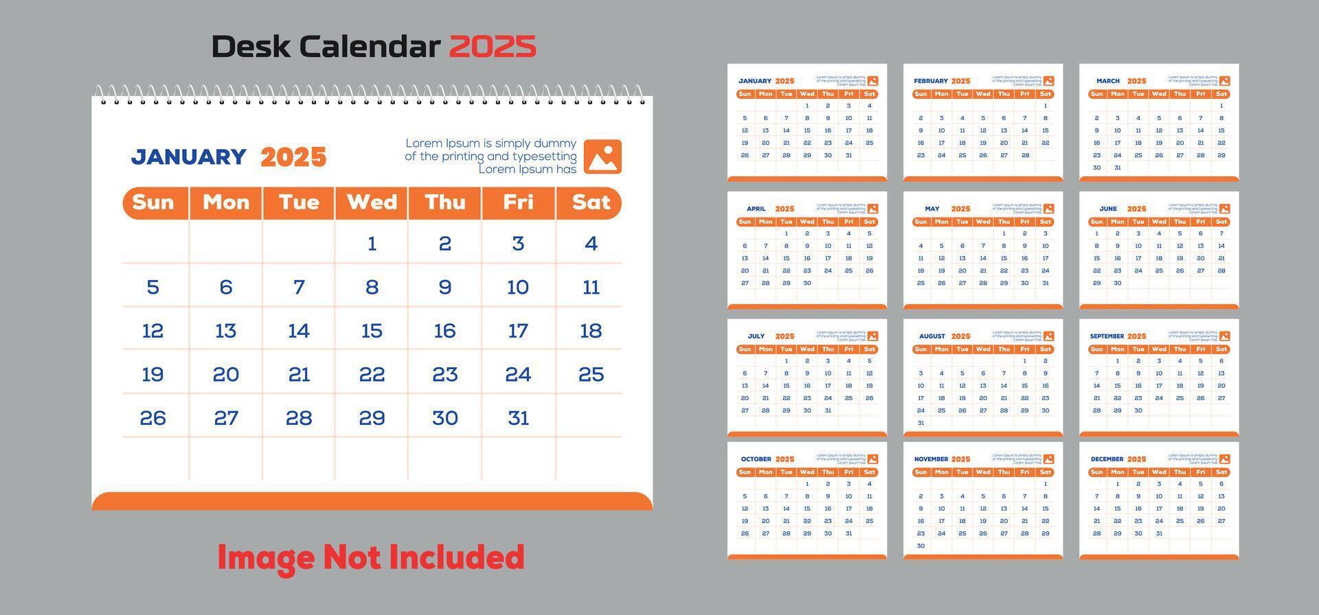 2025 Desk Calendar Template vector